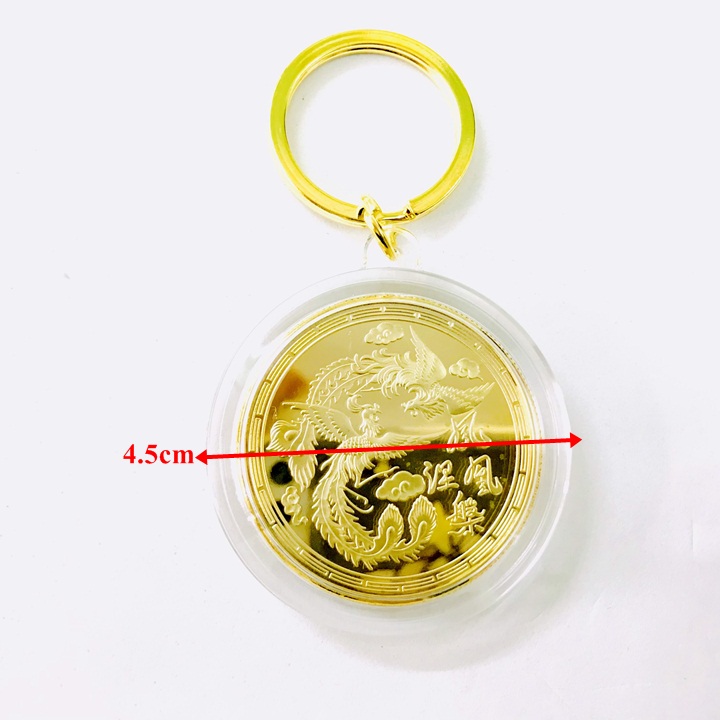 Móc Khóa Xu Phụng Hoàng Lửa In Màu Vàng - SP005323 